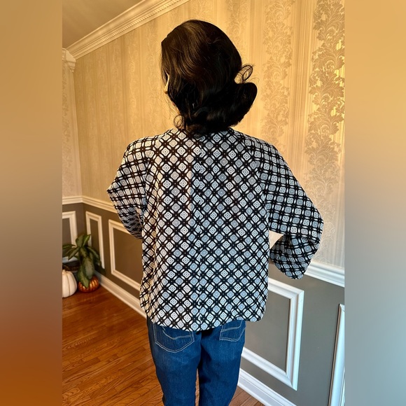 DRESSBARN!🤩Vintage Swing Jacket! Dressy Blazer/Worn Once! Blk-white/Size-L - Picture 6 of 14